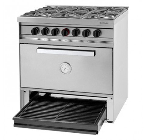 Cocina Mini 517P 6 Hornallas / Puerta de acero y parrilla
