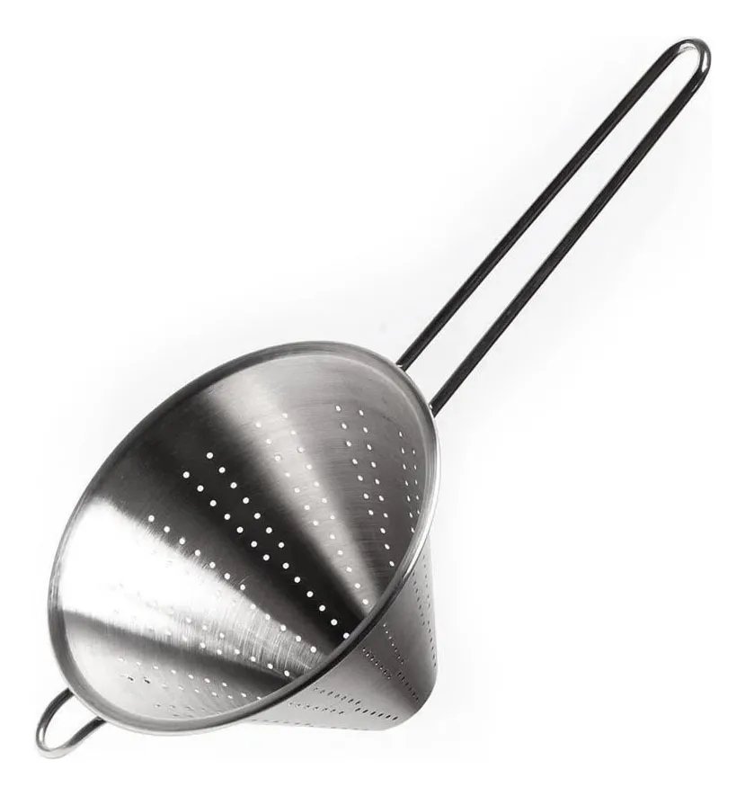 Colador Chino Conico Acero Inoxidable Calidad Premium 20 Cm Color Plateado