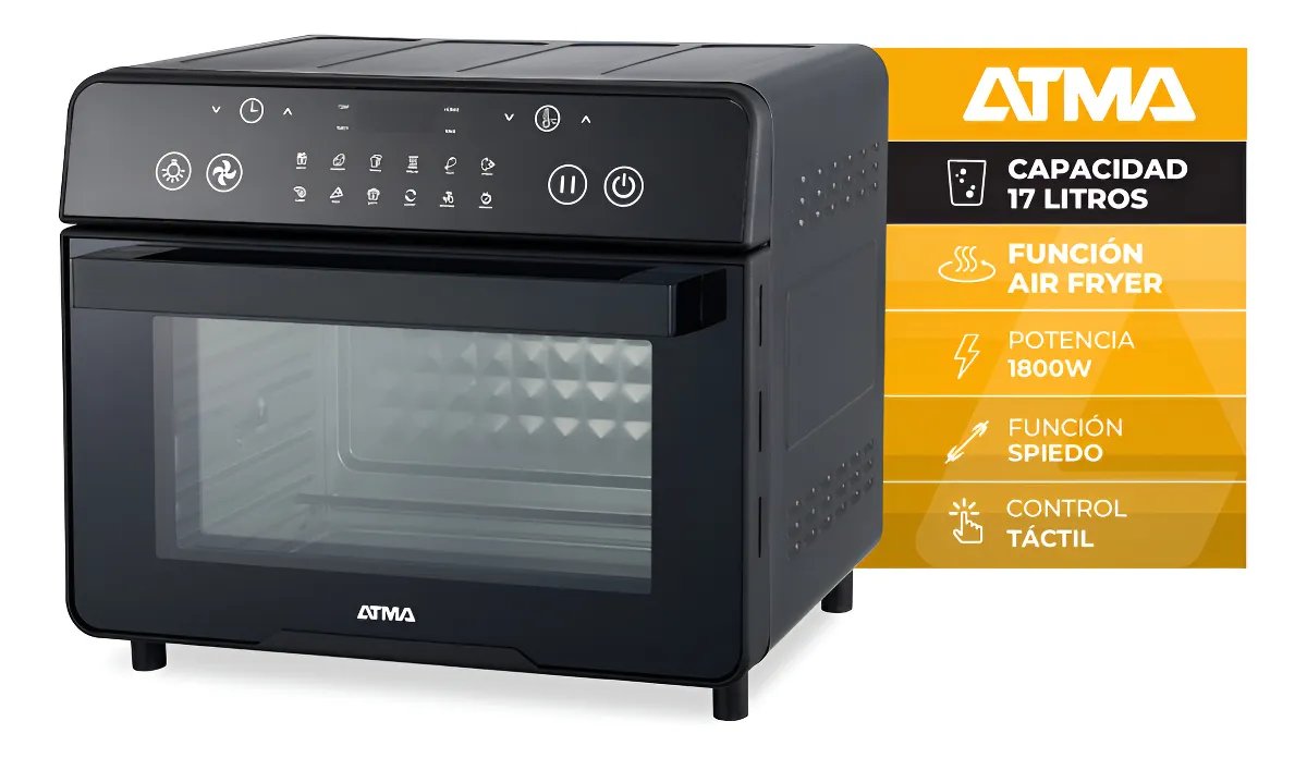 Horno Grill Con Air Fryer Atma 17 Lts 1800 W Función Spiedo Negro