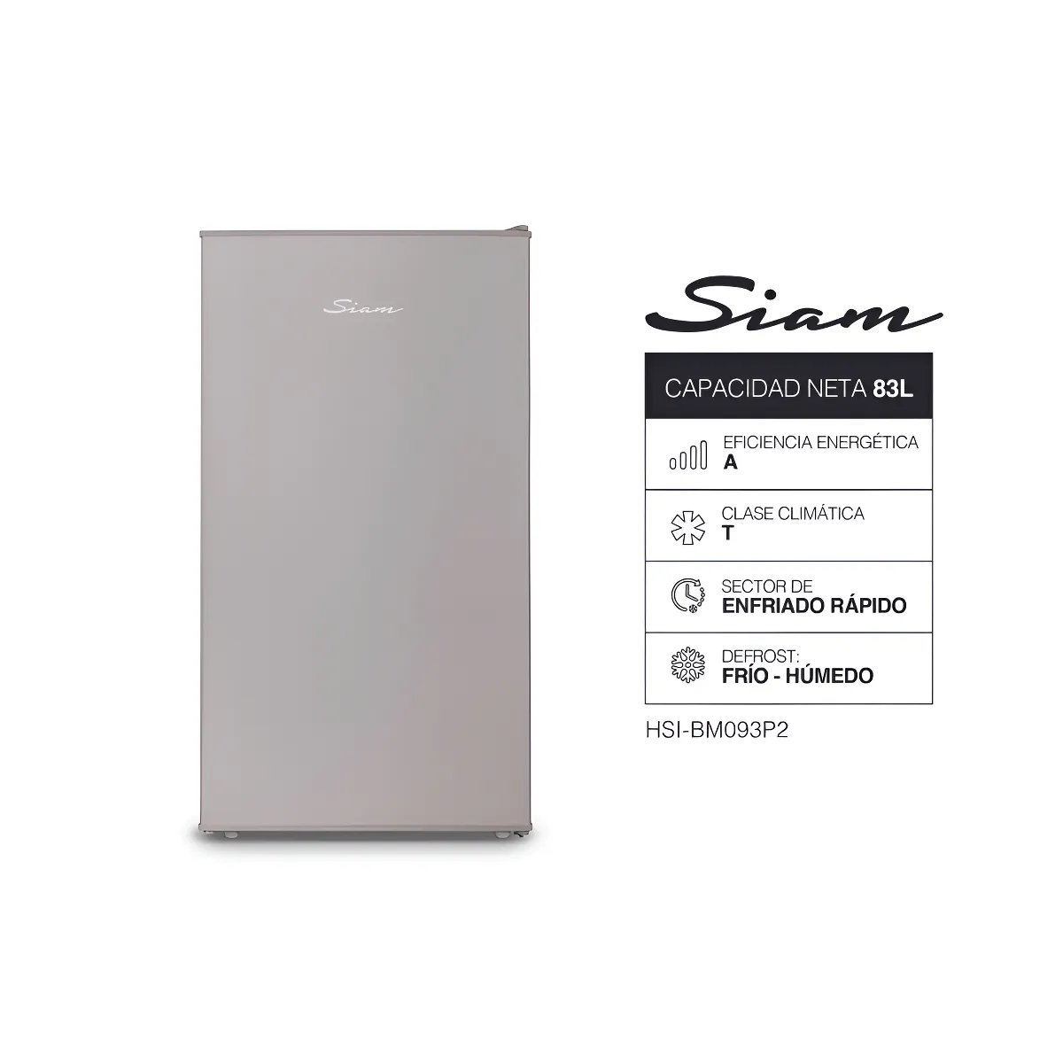 Heladera Siam Bajo Mesada Cíclica 83L Plata HSI-BM093P2