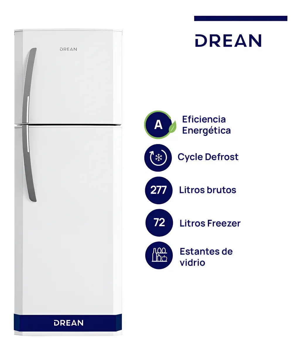 Heladera Con Freezer Cíclica 277 L Blanca Drean - Hdr280f50b